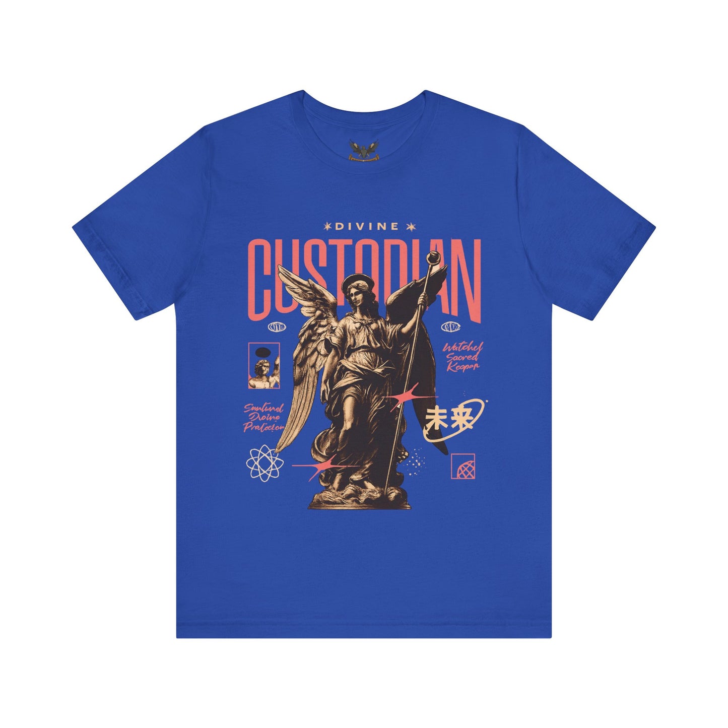 Custodian Angel Statue Graphic Tee — Vintage Religious Winged Guardian T-Shirt