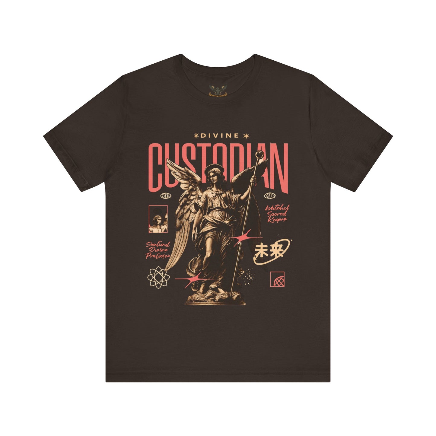 Custodian Angel Statue Graphic Tee — Vintage Religious Winged Guardian T-Shirt